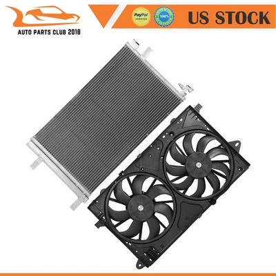 AC Condenser and Cooling Fan Assembly Fit for 2011-2014 2015 2016 17 Buick Regal - Image 1 of 4