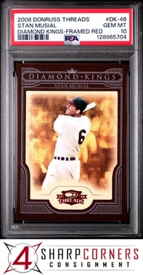 2008 DONRUSS THREADS DIAMOND KINGS EMOLDURADO RED STAN MUSIAL HOF #/100 POP 2 PSA 10 - Imagem 1 de 3