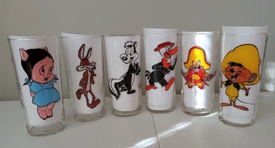 Juego de 6 vasos vintage Looney Tunes 1973 letras blancas Foto 1 de 4