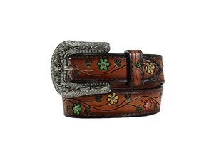 Angel Ranch Western Belt Girls Tooled Flowers Hand Painted D130002402 - Picture 1 of 1