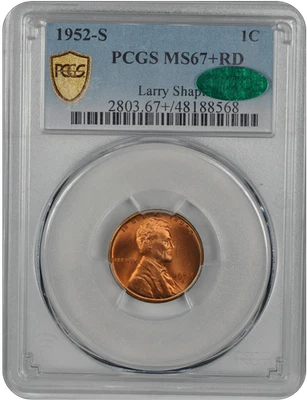 1952-S Lincoln PCGS (CAC) RD 67+  - Image 1 of 4