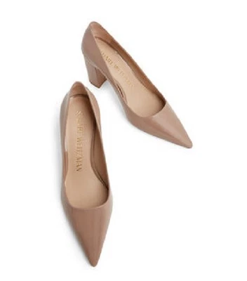 Stuart Weitzman Block 85mm Leather Pumps - neutrals   Sz 6   $792  #15 - Image 1 of 4