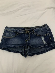 Pantalones cortos de mezclilla para mujer Eighty Eight talla 5 azul lavado medio rasgado desgastado - Imagen 1 de 9