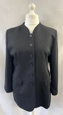 Vintage St Michael Pure New Wool Black Blazer Jacket Size 20 Chest 42" Made UK - Image 1 of 4