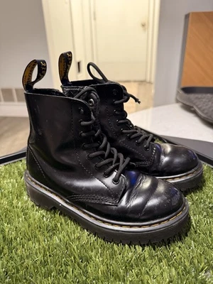Botas Dr. Martens Niños 13 Cuero Negro Combate Docs Cremallera Lateral Con Cordones 1460 J Foto 1 de 4