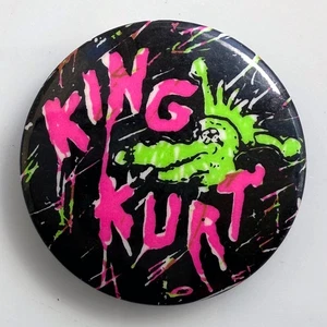 RARO Pin promocional vintage principios de 1980 KING KURT insignia promocional 1" Reino Unido - Imagen 1 de 2
