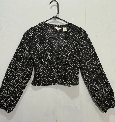 Blusa corta Levi’s negra Ditsy floral con botones delanteros para mujer talla XS Foto 1 de 4
