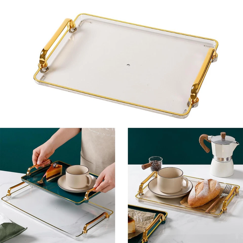 Bandeja para servir Bandeja decorativa con asas Superficie Chapado Snack Caramelos Plato Foto 1 de 1