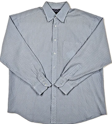 Bugatchi Uomo Blue Geometric Dress Shirt XL Modal Rayon Blend Long Sleeve - Image 1 of 4