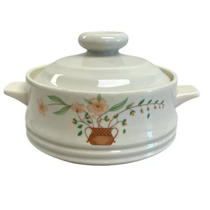 Vintage 1980 Countryside Stoneware Collection Small Casserole Dish Flower - Picture 1 of 8