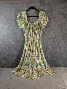 Damen Shoreline Square Neck Paisley Rüschen Stretch Kleid S/M - Bild 1 von 5