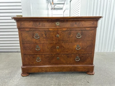 19th Century French Louis Philippe Walnut Commode with Marble Top and Pulls - Image 1 of 4