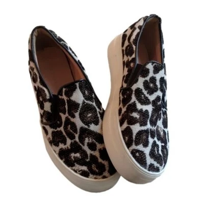 Topshop Zapatillas Deportivas Zapatos Mujer Talla 6.5 Estampado Leopardo Lona Sin Cordones Foto 1 de 4