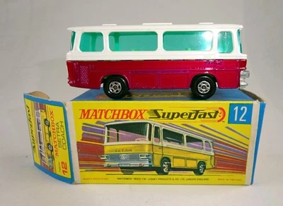 Matchbox Superfast Nr. 12B Setra Coach rotmetallic & weiß top in "H" Box - Bild 1 von 4