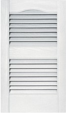 Shutters Louvered Vinyl Exterior Pair Window Blind 15 x 25 in. White Builders