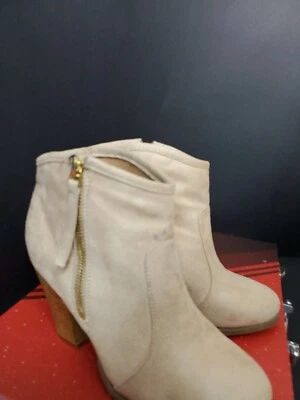 Liliana Beige 3" Tacones Bomba Cremallera Botines 7M Foto 1 de 4