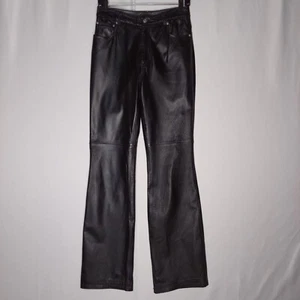 Pantalón de Cuero Newport News Para Mujer 6 Negro Bootcut Pierna Bolsillo Botón Cremallera De Colección Años 90 - Imagen 1 de 11