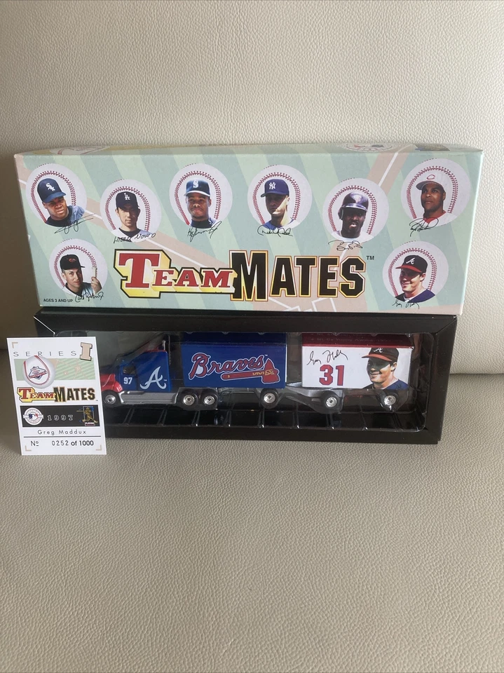 1997 GREG MADDUX ATLANTA BRAVES  DOUBLE TANDEM TRAILER LE 1000 MATCHBOX/WRC - Image 1 of 4