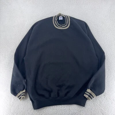 SUDADERA VINTAGE AÑOS 90 EN BLANCO NEGRO JERZEES CUELLO Y PUÑOS A RAYAS XL Foto 1 de 4