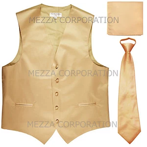 New Men's Tuxedo Vest Pre-tied Necktie set prom party Beige wedding formal prom - Picture 1 of 4