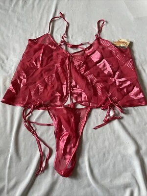 Sexy Red Mesh Lace Thong back Teddy Shirley of Hollywood Size Large L New - Image 1 of 4