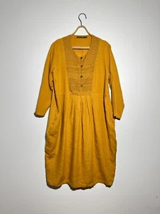 Gudrun Sjoden besticktes Leinen langes Kleid Damen Gr. L - Bild 1 von 14