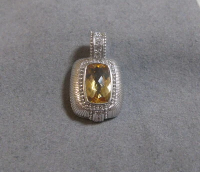 Pingente de prata esterlina Judith Ripka citrino e zircônia cúbica assinado - Imagem 1 de 4