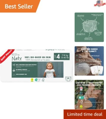 Pañales hipoalergénicos para bebé a base de plantas - talla 4, súper absorbentes, paquete de 88 unidades Foto 1 de 4