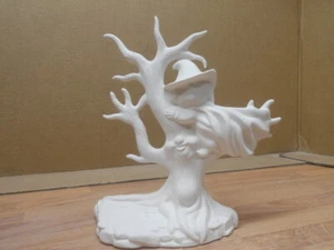 C-0854 Halloween Smiling Witch on Smiling Tree Ceramic Bisque U paint - Picture 1 of 5