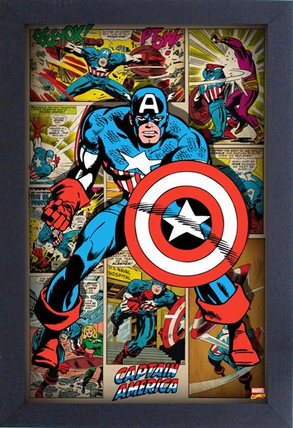 PÓSTER GELCOAT ENMARCADO PANELES CAPITÁN AMÉRICA 12x18 Marvel Comics vintage divertido nuevo Foto 1 de 2