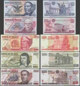 MEXICO 20 50 100 200 500 PESOS P-111 112 113 114 115 Commemorative 2000 UNC note - Picture 1 of 4