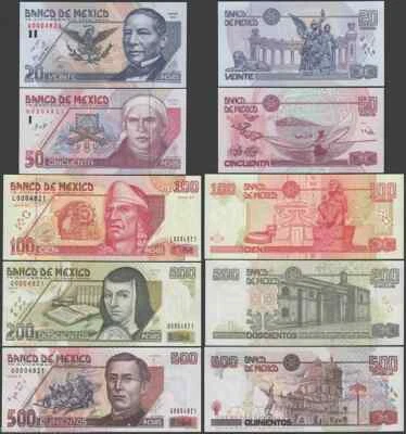 MEXICO 20 50 100 200 500 PESOS P-111 112 113 114 115 Commemorative 2000 UNC note - Image 1 of 4
