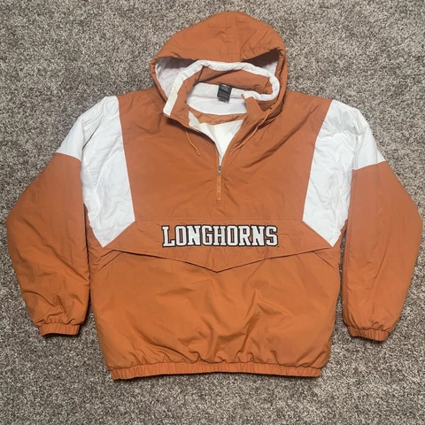 Vintage Starter Texas Longhorns Pullover Jacket Large Lined Quilted Hooded Cover