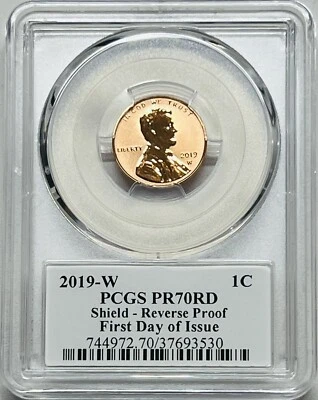 2019W REV PROOF LINCOLN SHIELD CENT PCGS PR70 RD FDI LYNDALL BASS SIGNED ~SCARCE - Image 1 of 3