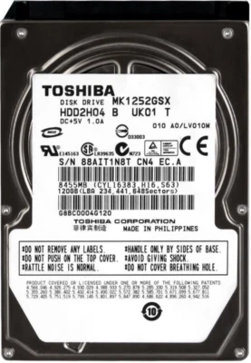 Hard Toshiba MK1252GSX HDD2H04 120GB 5400U/Min 8MB Cache SATA II 2.5 " Inch - Image 1 of 3