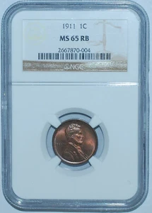 1911 NGC MS65RB Red and Brown Lincoln Wheat Cent - Picture 1 of 2