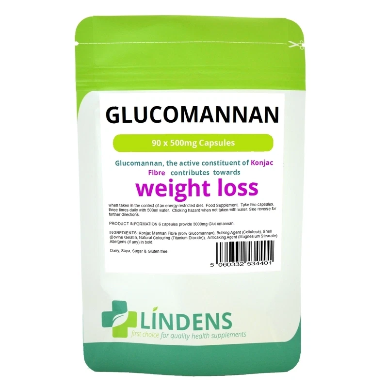 Lindens Glucomannane Konjac Faser 500mg 90 Kapseln Pillen Glucomannan Diät - Bild 1 von 1