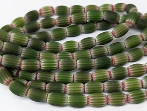 Glass Green Chevron Beads 3 Strands. 99 Beads Total. Bead Size Apprx. 12mm x 8.5 - Picture 1 of 14
