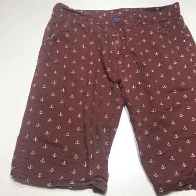 Pantalones cortos sin marca para hombre talla 32 granate estampado de ancla roto en bermudas desgastadas Foto 1 de 4