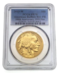 2013-W G$50 Gold American Buffalo Reverse Proof Graded by PCGS as PR70 - Picture 1 of 4