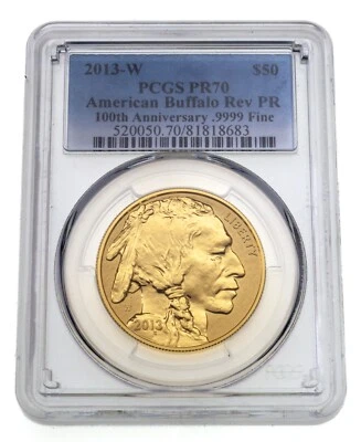 2013-W G$50 Gold American Buffalo Reverse Proof Graded by PCGS as PR70 - Image 1 of 4