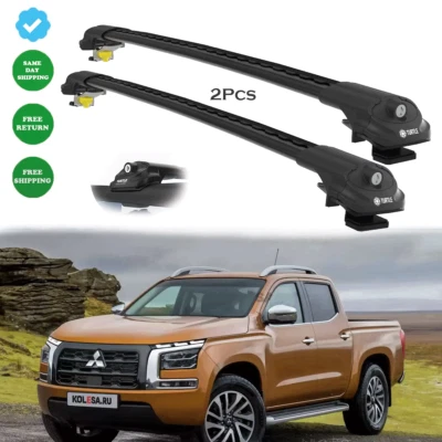 适用于三菱 L200 (Mk5) 2015-onwards 黑色横杆 车顶架 易于安装 — 第 1/4 张图片