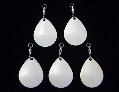 SPINNERBAIT CITY 5 SPINNER BLADES COLORADO WHITE with GLITTER #4.5 w/ BB SWIV