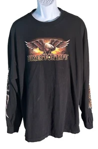 Hot Leathers Long Sleeve Biker For Life Eagle Graphic T Shirt Black Size XL - Picture 1 of 8