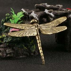 Brass Dragonfly Figurine Statue Animal Figurines Toys House Desktop Decoration - Picture 1 of 5