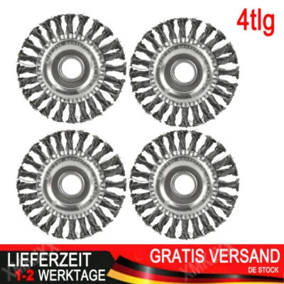 2/4X STAHLBÜRSTE DRAHTBÜRSTE Ø125MM GEZOPFT-KEGELBÜRSTE FÜR FLEX WINKELSCHLEIFER - Bild 1 von 4