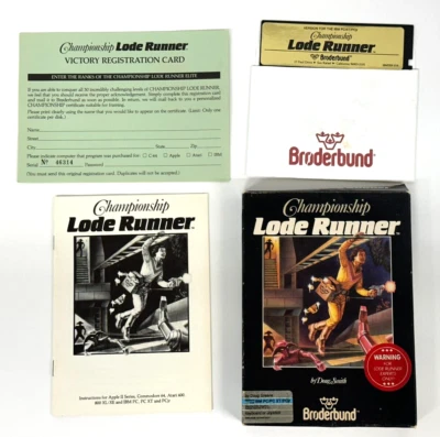 Championship Lode Runner by Broderbund for IBM PC/PC XT/PCJR with Box & Inserts - Image 1 of 4
