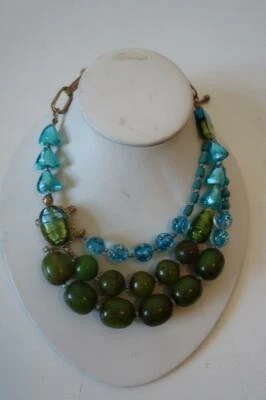 COLLAR MUJER CHICOS PIEDRA AZUL Y VERDE * Foto 1 de 4