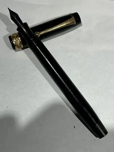 Antique Geo. S. Parker Black Fountain Pen w/ Gold Band - Picture 1 of 13