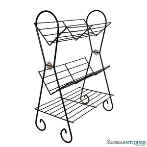 Mid-Century Atomic Sunburst Black Magazine Rack Vinyl Record Stand - Picture 1 of 8